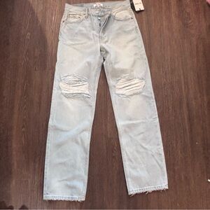 Re/done loose long jeans in acqua destroy. Brand new without tags run large